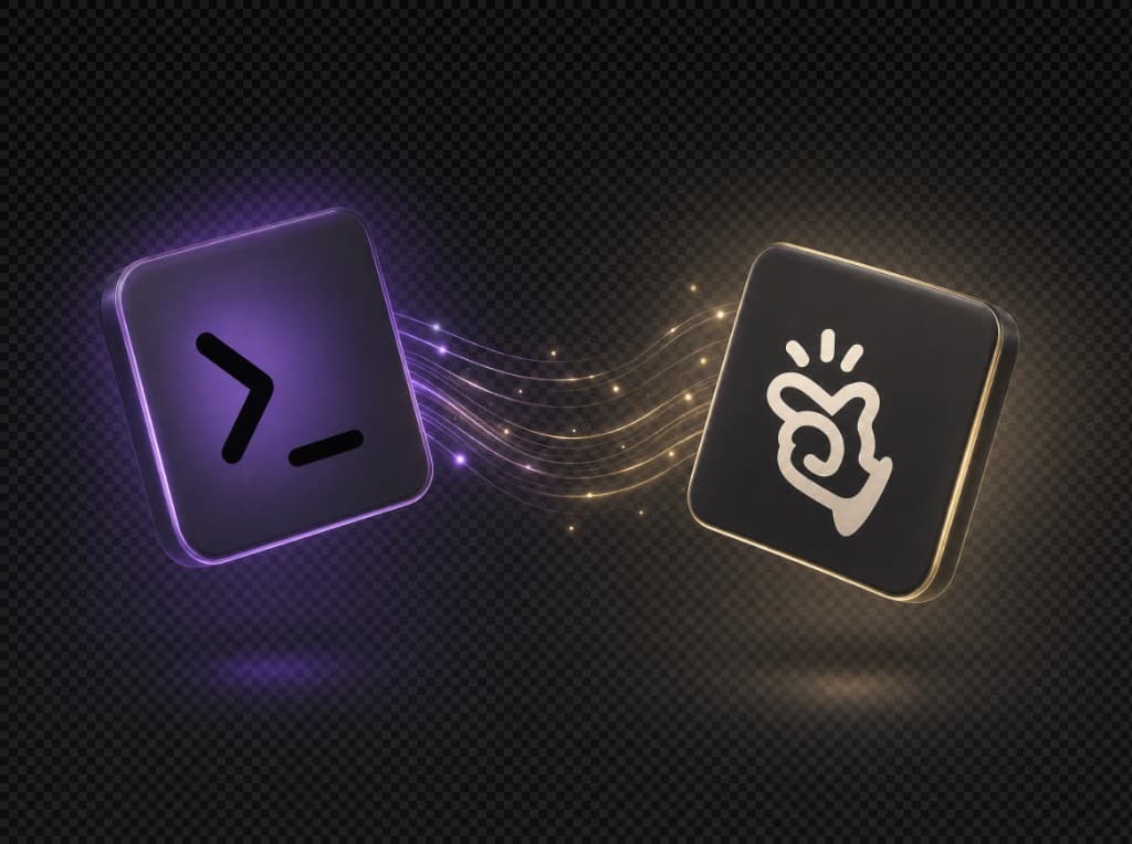 OnlyFansAPI MCP server (purple terminal block) flowing magic data into the Manus agent (gold hand-sign block) — Run your OnlyFans agency from Manus